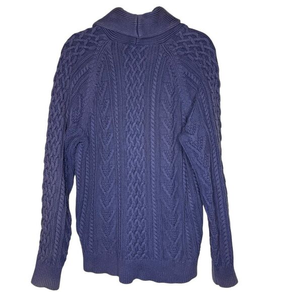J. Crew Cotton Cable knit Shawl Collar Sweater Size L - Picture 5 of 15